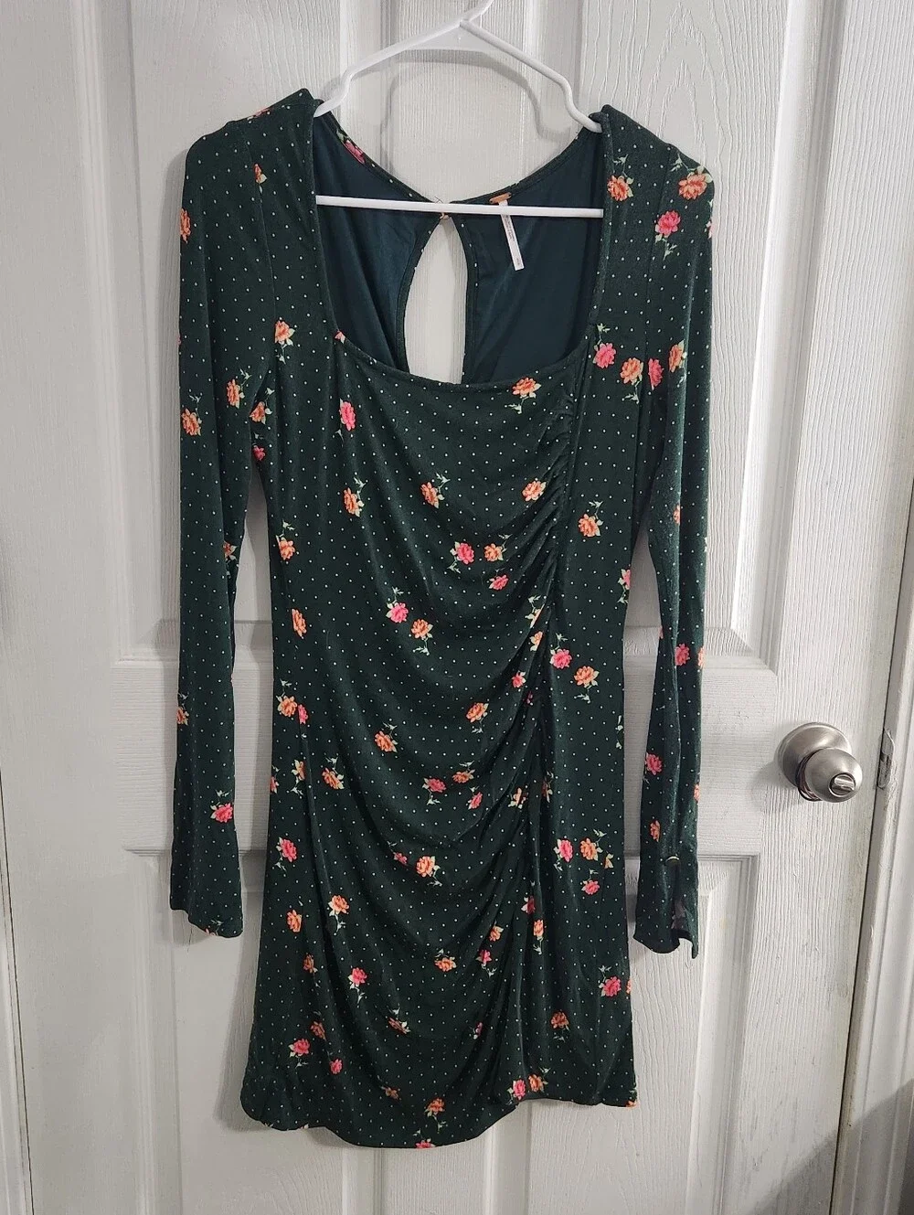 Free People Celia Mini Dress SM floral rouched garden floral 90s vintage charm